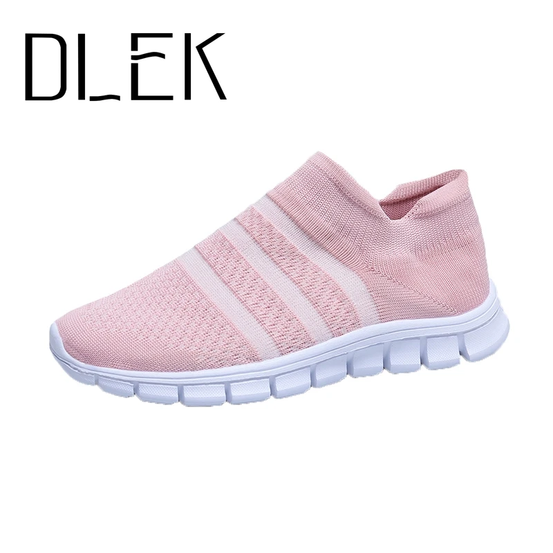 Женские кроссовки сезон осень 2020 плетеные дышащие спортивные туфли в полоску с