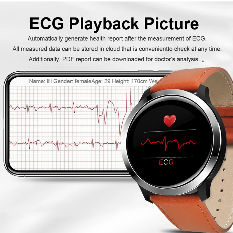 Лучшие продажи ЭКГ PPG Смарт часы браслет для мужчин с электрокардиограммой