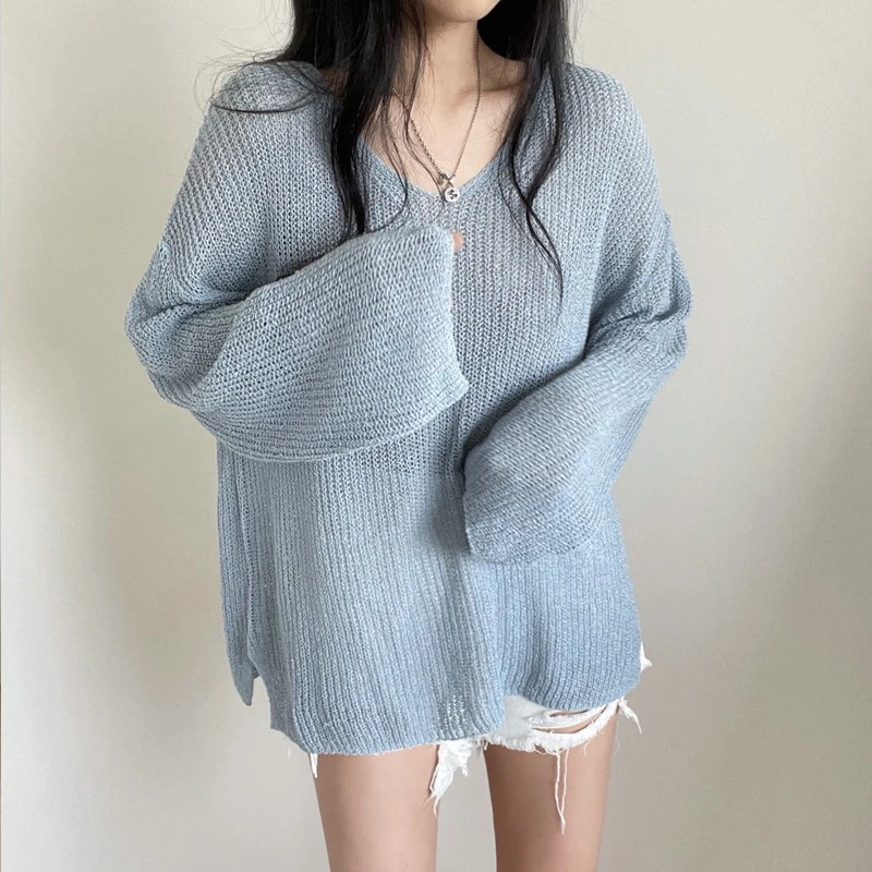 

Свитер женский оверсайз с V-образным вырезом, 6 цветов