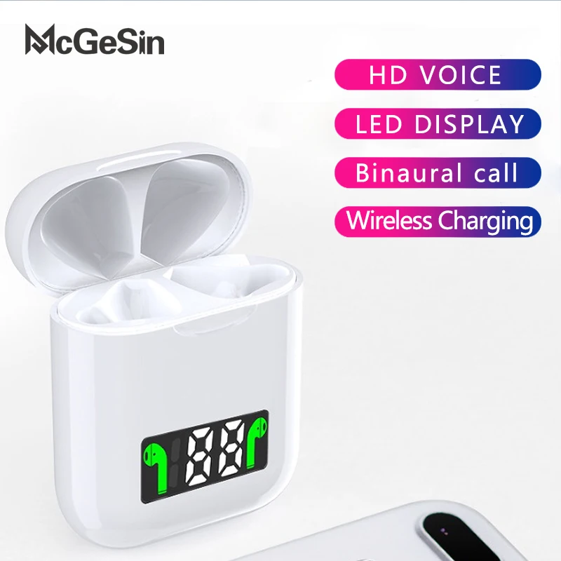 McGeSin i99 TWS беспроводные наушники Bluetooth наушники со светодиодным дисплеем гарнитура музыкальные вкладыши Поддержка беспроводной зарядки с микрофоном