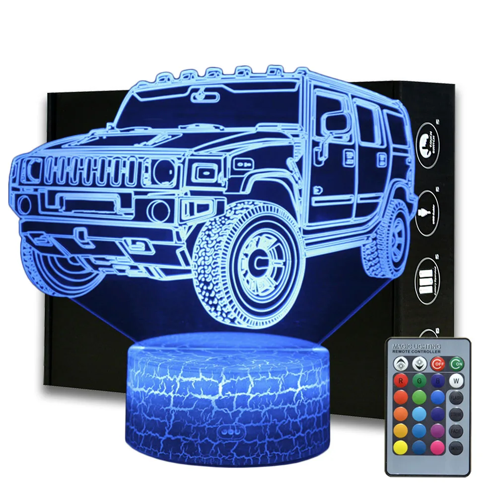 Magiclux Новинка Освещение 3D иллюзия Светодиодная лампа Hummer Модель автомобиля