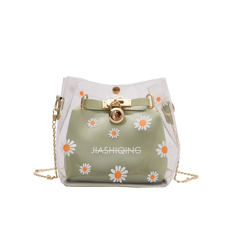 

Transparent small bag handbags 2020 popular new fashion net red messenger bag chain shoulder bucket bag