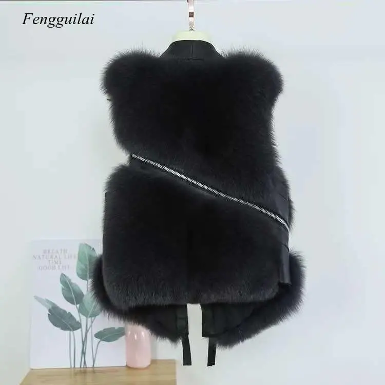 Женский зимний жилет из искусственного меха модный средней длины без рукавов