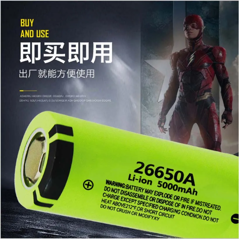 Panasonic100% аккумулятор 26650A 3,7 V 5000mAh высокой емкости 26650 литий-ионная аккумуляторная батарея для светодиодный фонарик