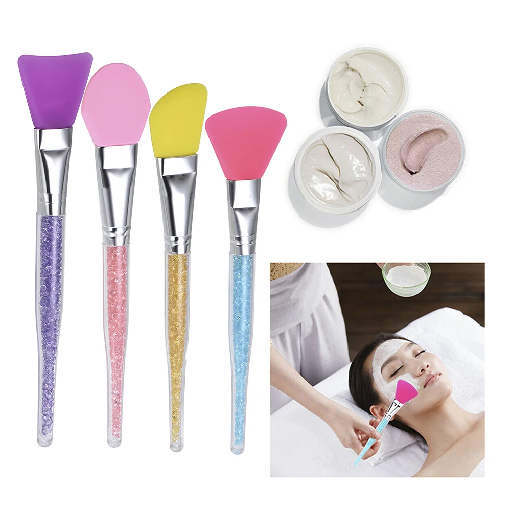 Professional Makeup Silicone Face Mask Brush for Facials Hairless Applicator Tools Rhinestone Handle DIY Cosmetic Beauty Tools