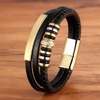 tyo bracelet for men multilayer genuine leather bangles magnetic clasp cowhide braided multi layer wrap trendy bracelet armband