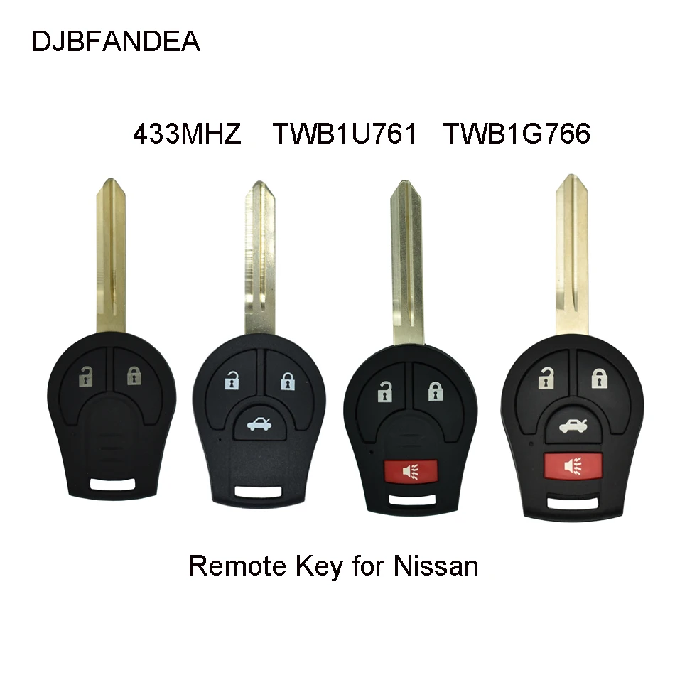 DJBFANDEA 2/3/4 кнопки 433 Мгц дистанционный ключ брелок от машины для Nissan солнечное