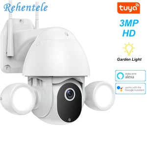 Flood Lighting Tuya Camera Humanoid Trigger PTZ WiFi 3MP AI Auto Tracking CCTV Security Camera Surveillance With Alexa Google