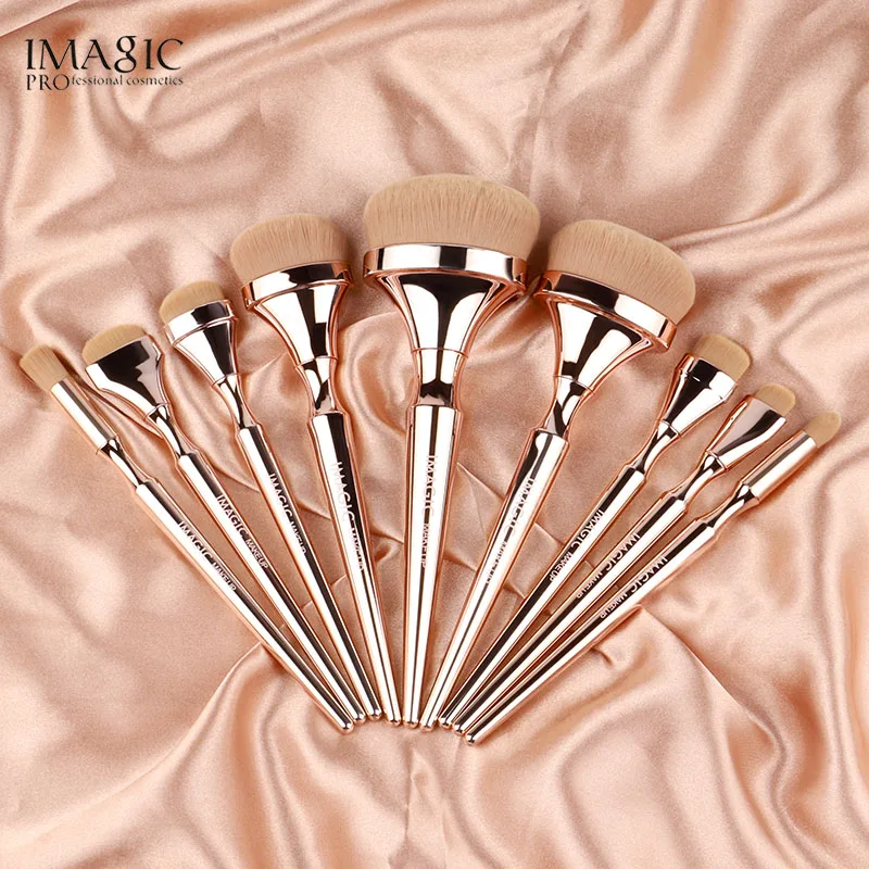 IMAGIC 9pcs/set Makeup Brushes Kit Soft Nylon Hair Partij Blending Brush Metallic Handle Profesional Oogschaduw Tools Set