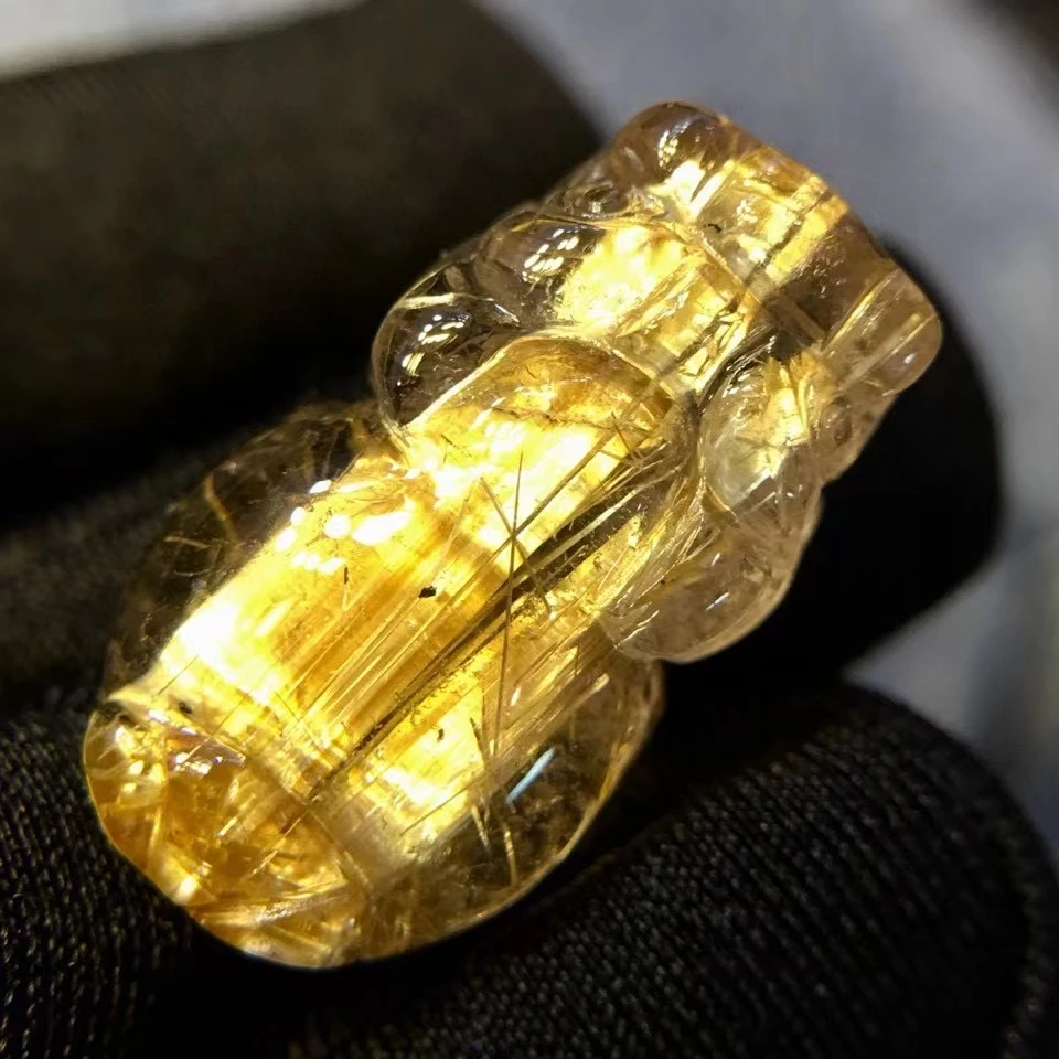 Billig Echte Natürliche Gold Rutilquarz Pi Xiu Geschnitzte Anhänger Edelstein 22.9*13.1*10,1mm Kristall Halskette AAAAA