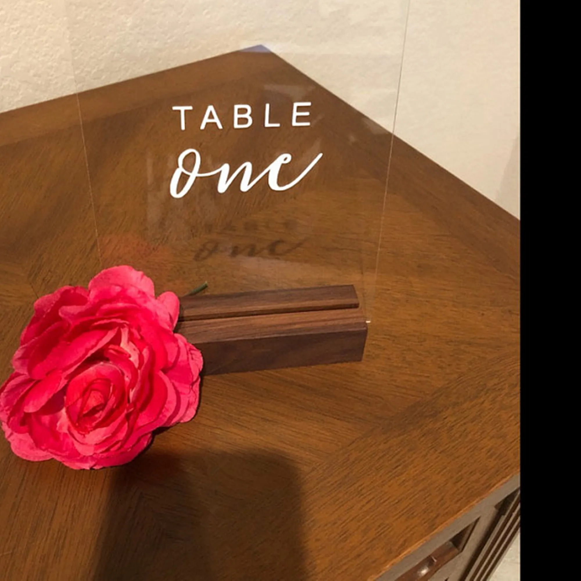 2PCS Walnut Wood Stand,Retail Signage Holder,Place Card, Business Card Holder,Rustic Acrylic Sign Holders