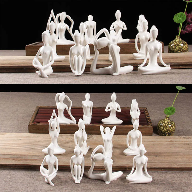 Горячий белый фигурка Йога статуя дома декоративные фарфоровые керамические