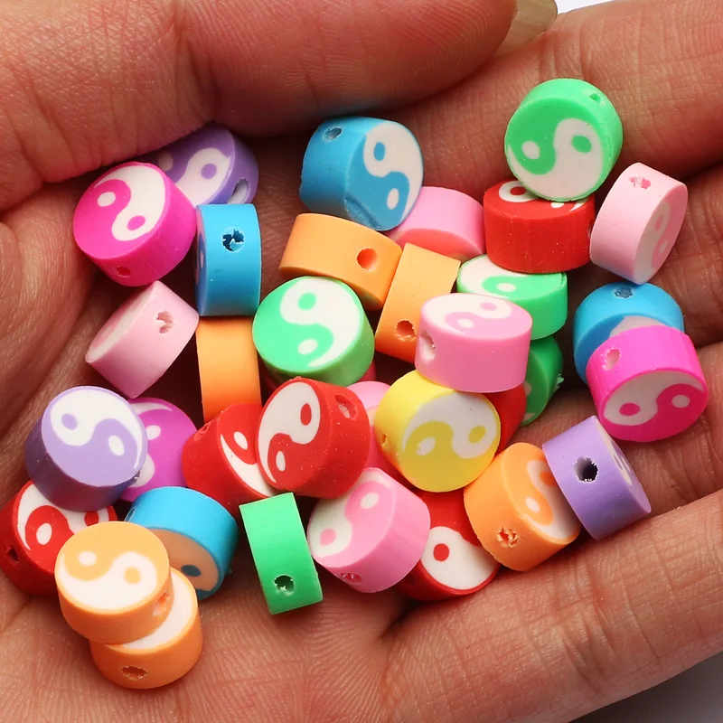 

50/100pcs 10mm Mixed Color Round Beads Polymer Clay Beads Loose Spacer Beads for Jewelry Making DIY Bracelet Necklace Accessorie