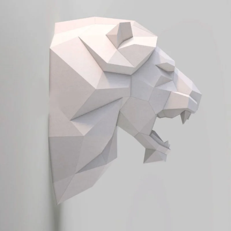 3D скульптура льва в виде головы животного сделай сам для украшения гостиной