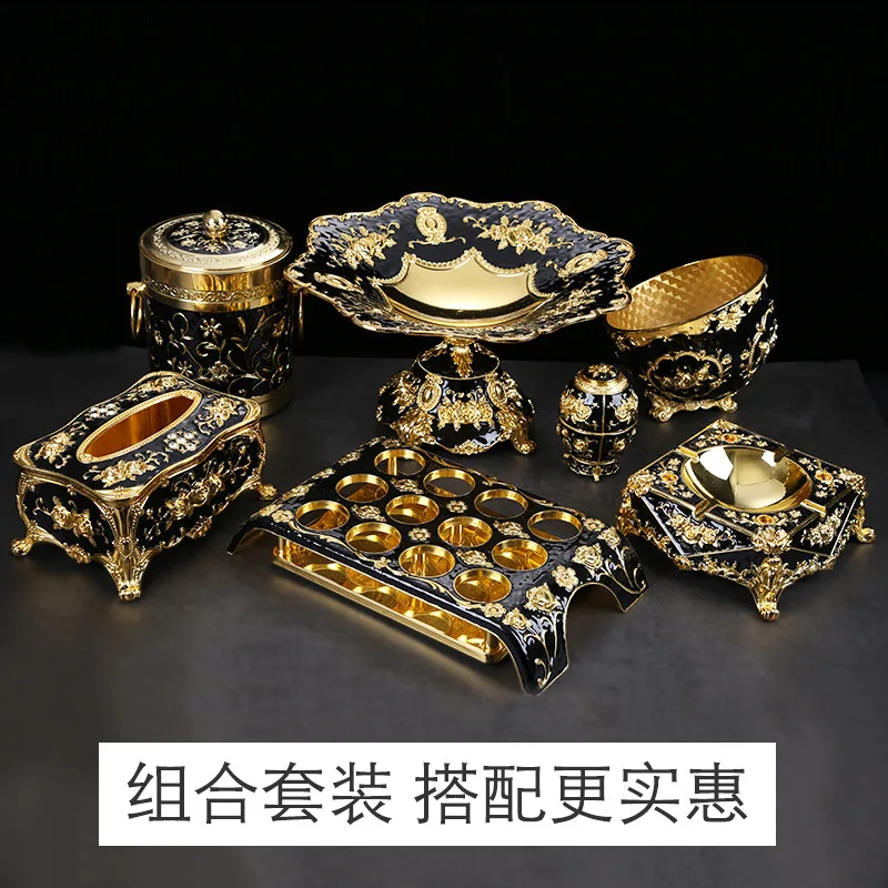 

Bar KTV table setting supplies nightclub microphone holder tissue box ashtray drop resistant zinc alloy Set European fruit plate