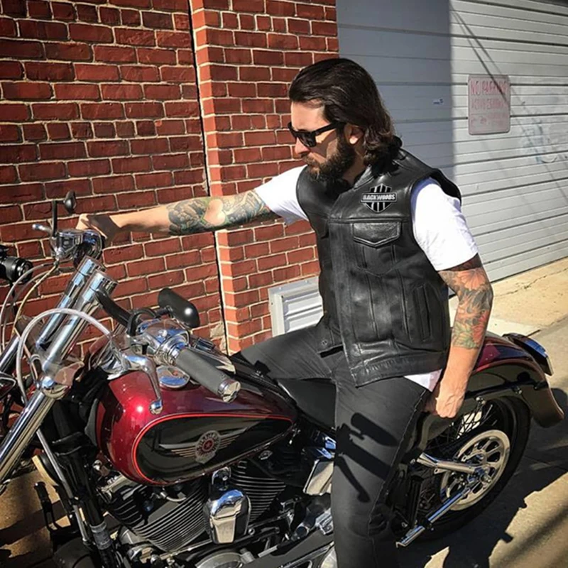 Backwoods мотоциклетная кожаная куртка-жилет мужские весенние жакеты черный Motorrad