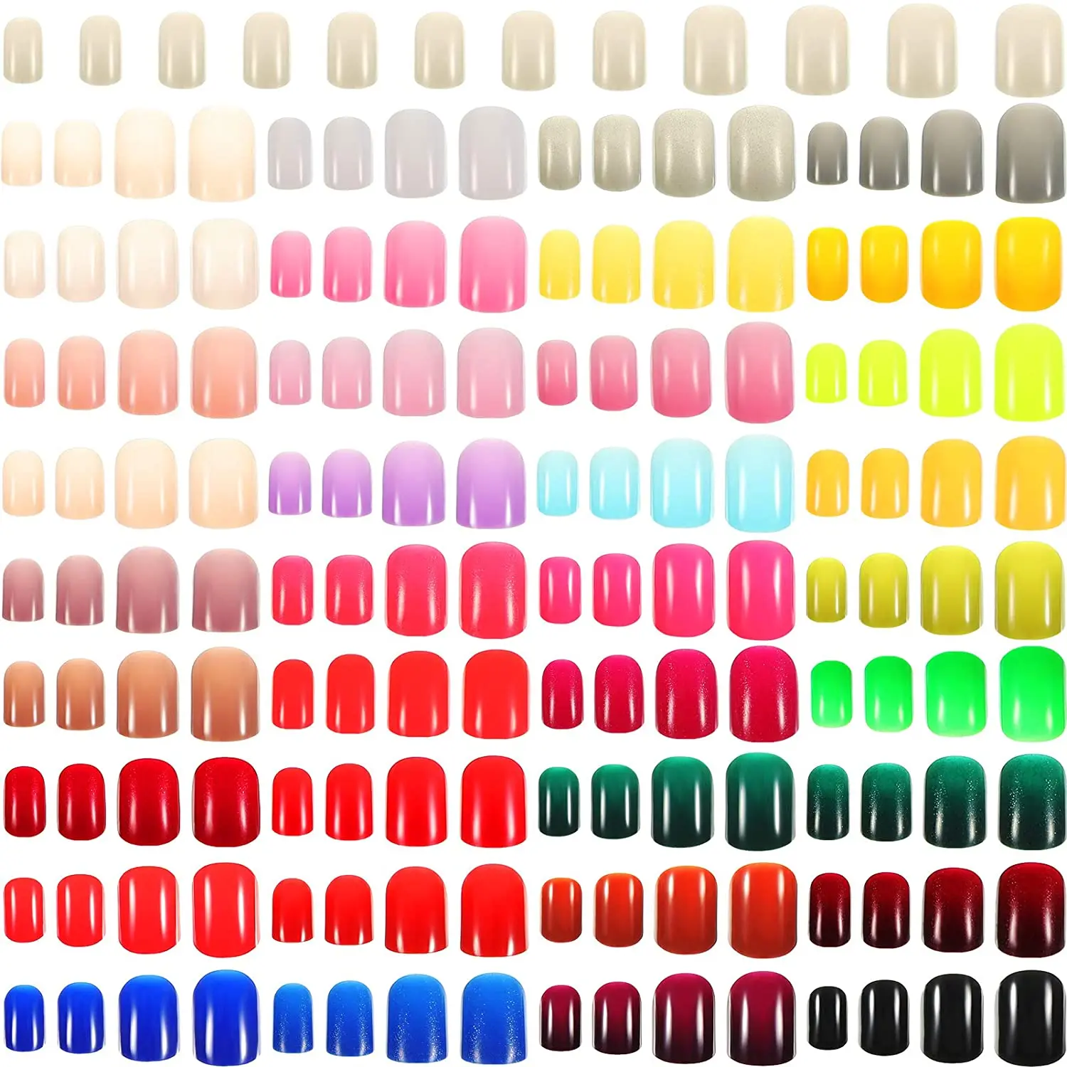 

1080 Pieces 45 Sets Of Short Square False Nails，30 Colors Acrylic Full Coverage Nails Tips Suitable For Women Girls Nail Art DIY