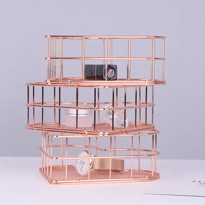 Iron Makeup Organizer Heart Shaped Jewelry Necklace Lipstick Watches Storage Display Basket Sundries Finishing Holder | Дом и сад