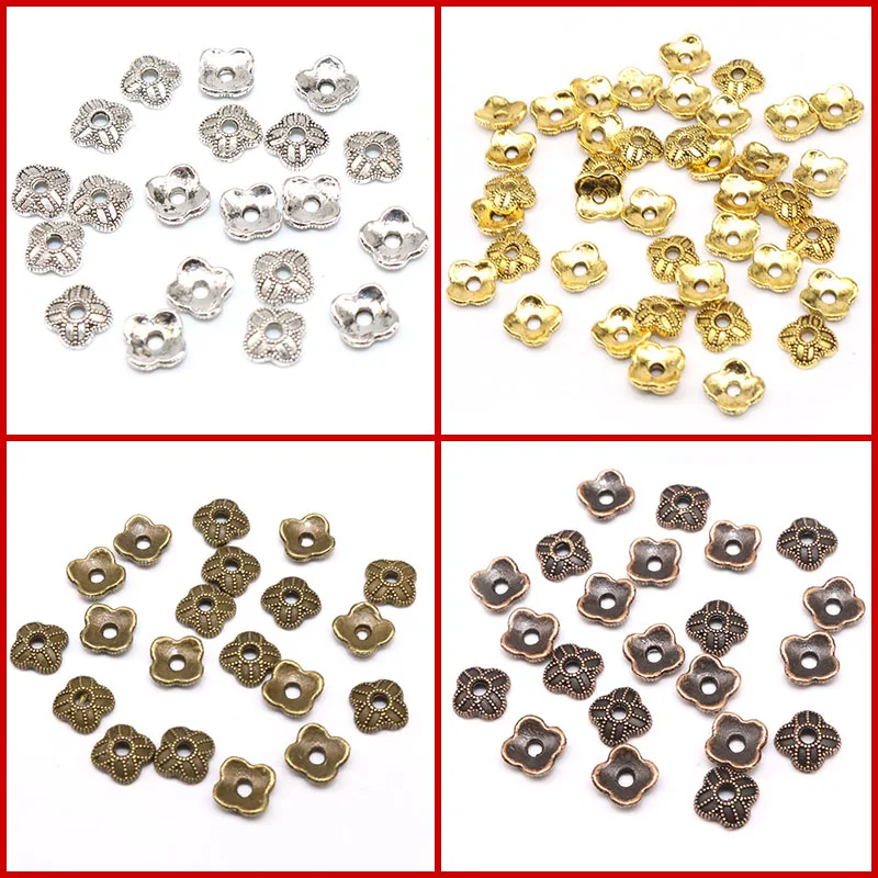 Оптом много узором из бисера Кепки s цинкового сплава End 6 5 мм посеребренные