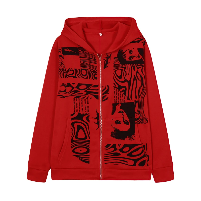 

2021 New Hoodies Gothic Sweatshirt Long Sleeve Zipper Hoodies Women Cotton Coat Harajuku Streetwear Y2K Aesthetic Hip Hop Tops