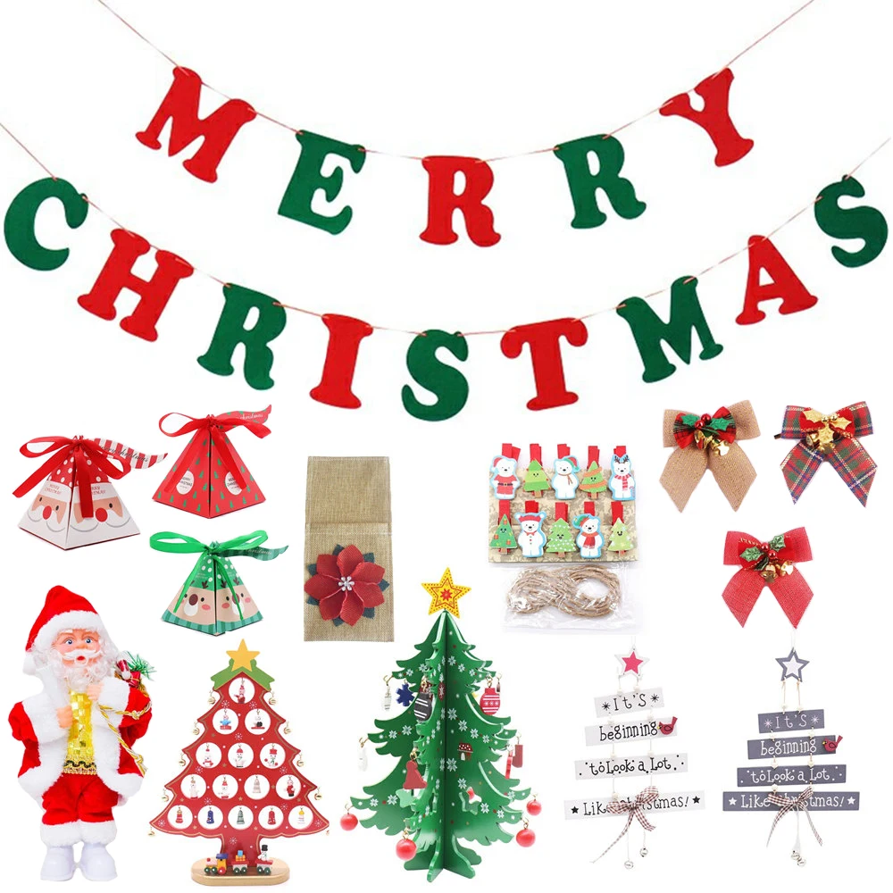 Рождественские украшения крафт бумажные бирки/баннер/бант/шляпа/конфетная
