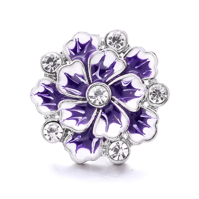 

Snap Jewelry Rhinestone Enamel Flower 18mm Ginger Snap Button DIY Bracelet Necklace Jewelry Making ACC for Women