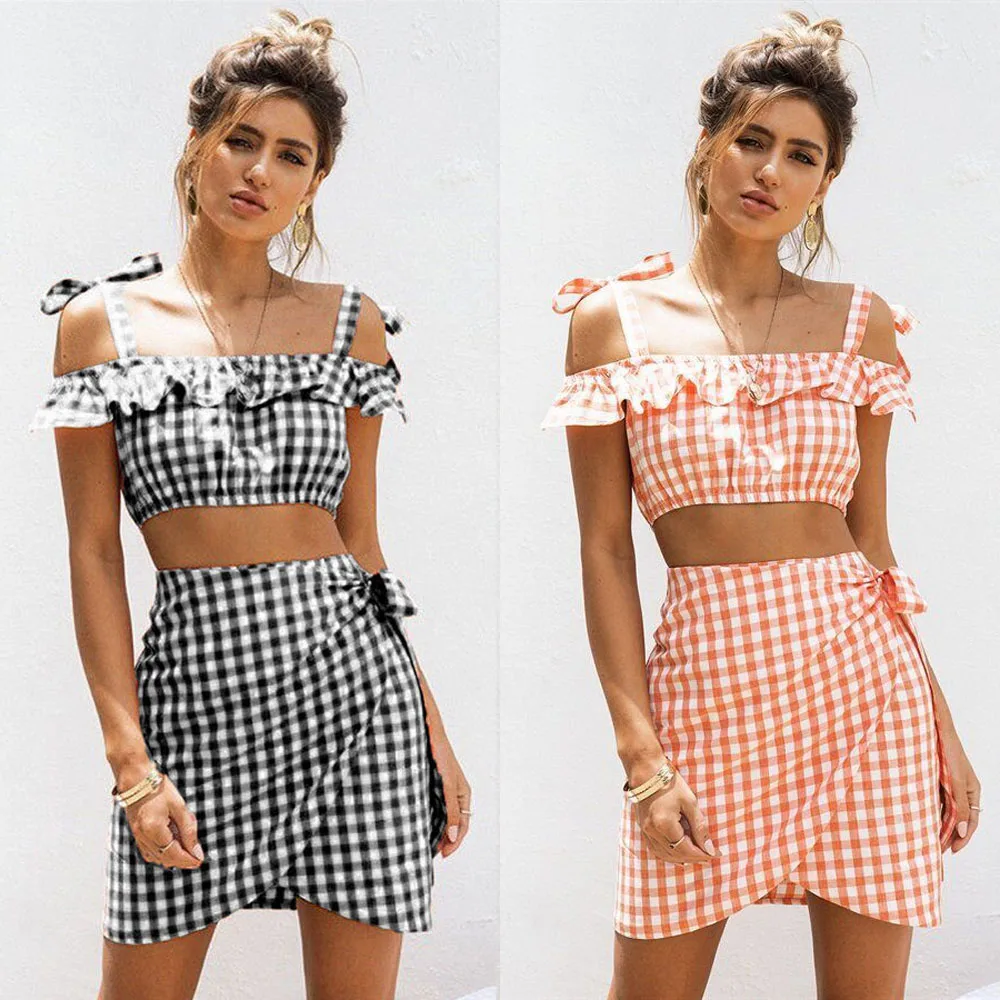 Женская одежда юбка пляжные вечерние наряды комплект из 2 предметов черный