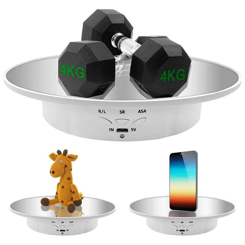 

Motorized Rotating Display Stand, 7.87Inch,Mirror Covered 360 Degree Turntable Display Stand for Photography