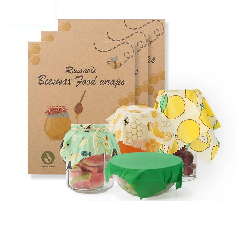 

3Pcs/set Reusable Organic Beeswax Wraps Fresh Keeping Wrap Eco Friendly Food Wrappers Food Fresh Keeping Storage Tools