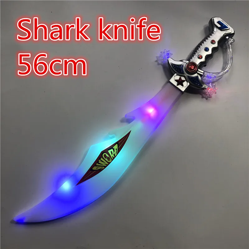 

Eletronic Lightsaber Induction Shark sword Flashing UV Cutlass Simulation Plastic Light Toys Sword Children cosplay Props 56cm