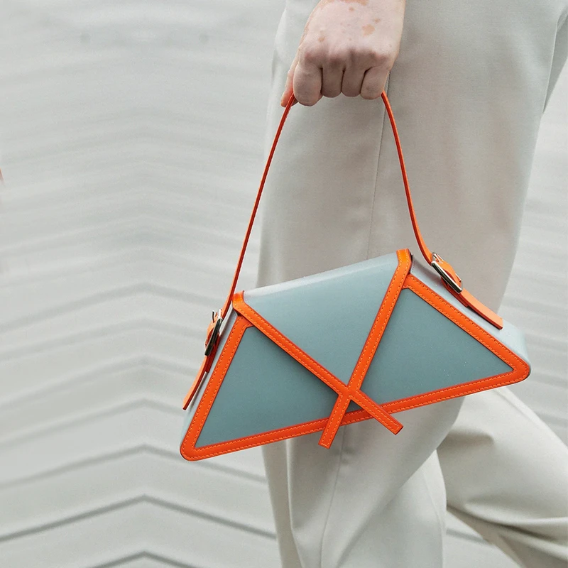 

Panelled Trapezoid Underarm Bag 2021 Trendy High Quality Leather Shoulder Bag Designer Handbags Luxury Brand Women