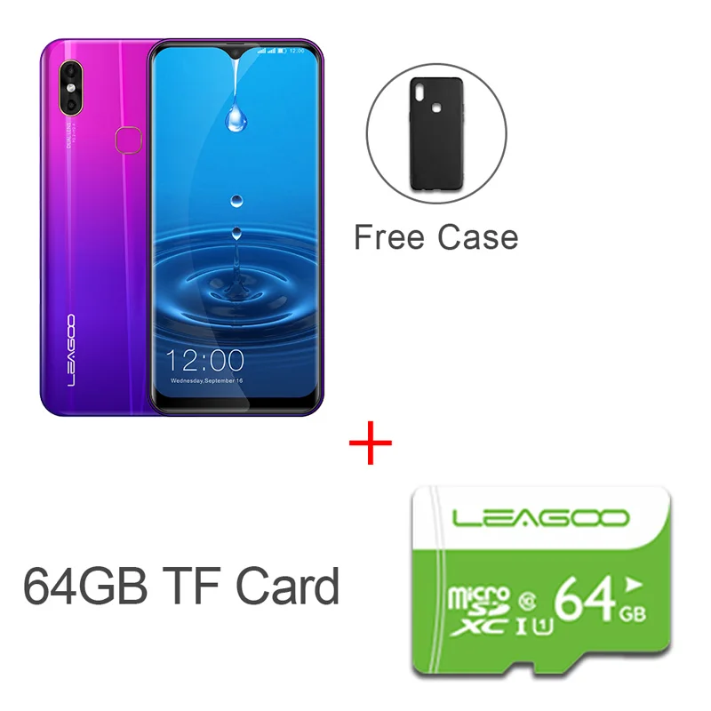 LEAGOO M13 Android 9,0 смартфон 6,1 ''HD ips дисплей в виде капли воды 4 Гб ОЗУ 32 Гб ПЗУ MT6761 3000 мАч Две камеры 4G мобильный телефон - Цвет: twilight N 64GB card