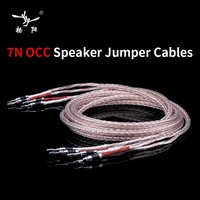 4 to 4 speaker jumper cables hifi audio cable 8ac silver plated 7n occ speaker cable carbon fiber rhodium banana plug cable