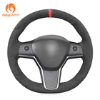 MEWANT темно-серый Алькантара черный чехол рулевого колеса автомобиля для Tesla модель 3 2017 2018 2019-2020 модель Y 2020-2021 кобура
