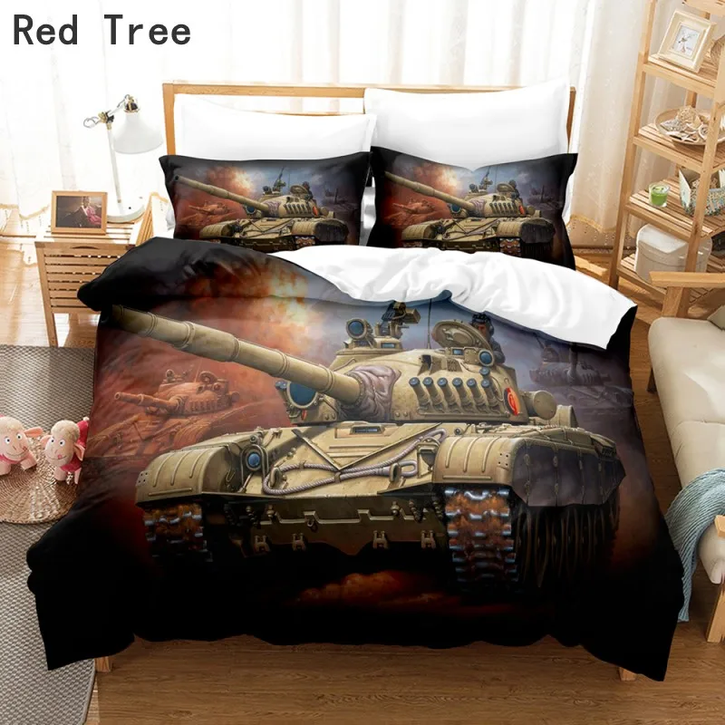 

Tank Series Printed Duvet Covers Weapon Pattern Design 3D Bedding Set Bedroom Decor Home Textile Kids Boy Teens Men Bedspread