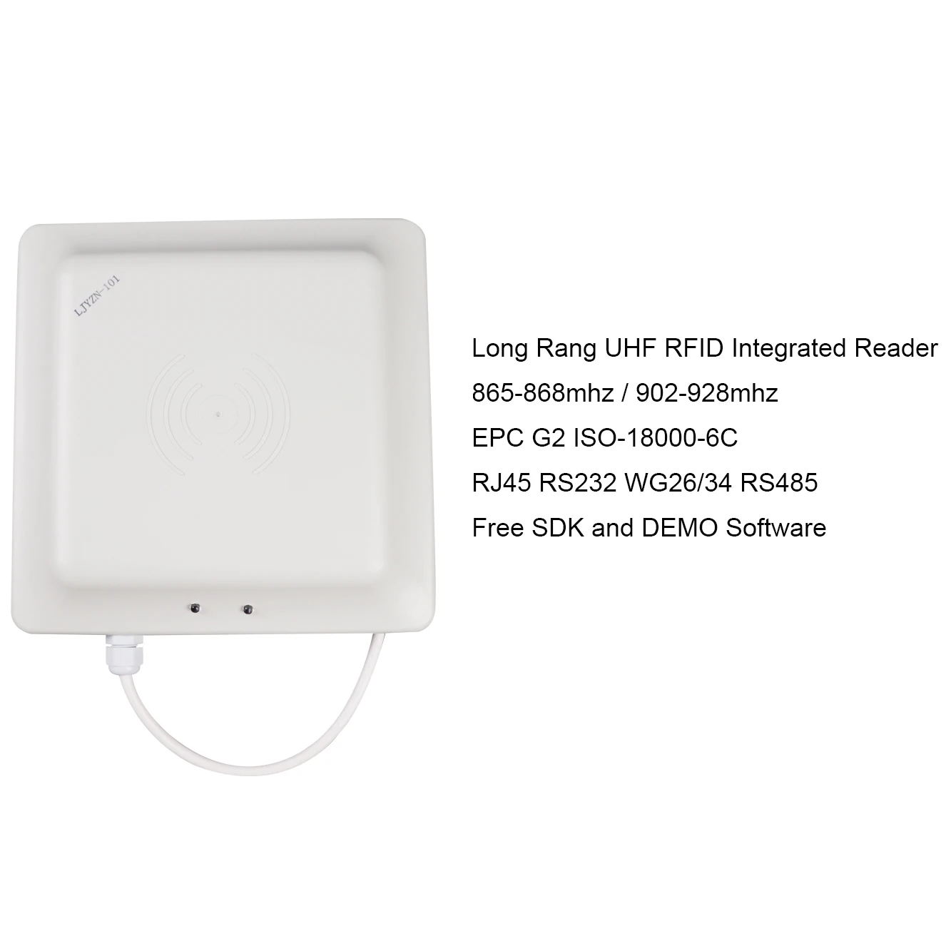 

LJYZN 6M Small Integrated Reader Uhf Rfid Rs232 Wg26 Relay Ip66 Built-In 8Dbi Antenna Free Sdk For Car Parking Management