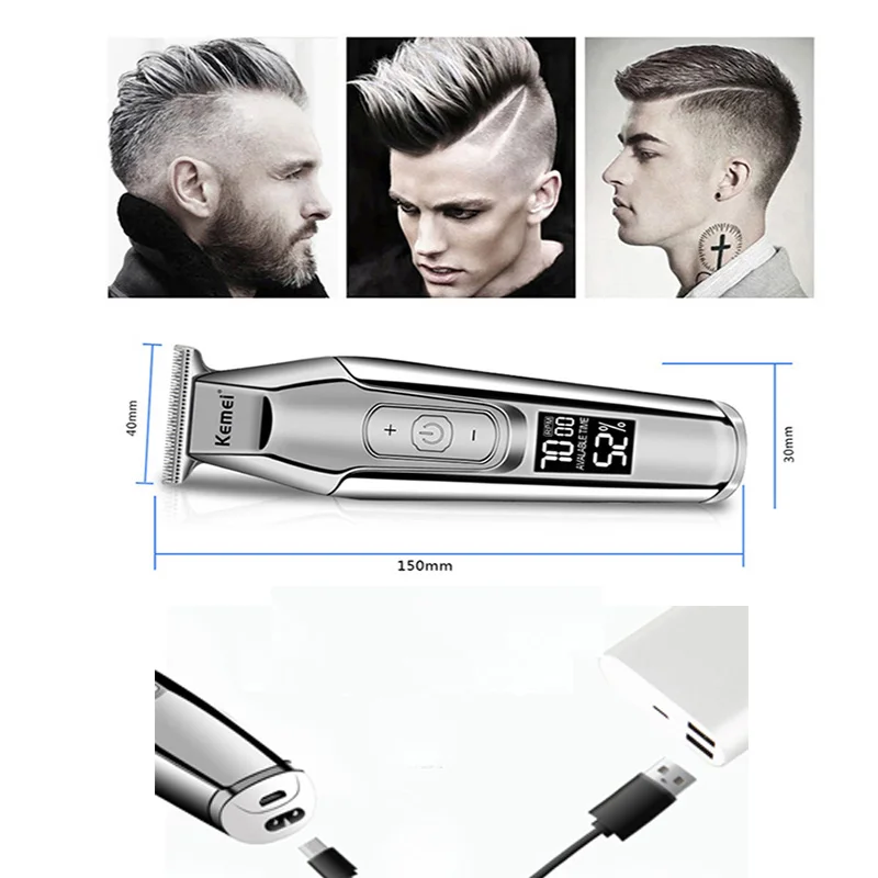 

Kemei Electric Hair Clippers Professional Hair Trimmer for men electric hair cutting lcd Display Cordless haircut