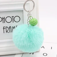 11 colors solid candy small bell fluffy ball keychain plush soft souvenir daily life school bag car pendant rings gift