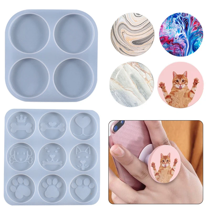 

DIY Crystal Epoxy Resin Mold Airbag Mobile Phone Bracket Irregular Marble Round Silicone Mold For Resin