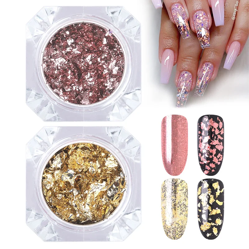 2 шт. Алюминий Нерегулярные Блеск порошок лак Хамелеон хлопья гвоздь блестки
