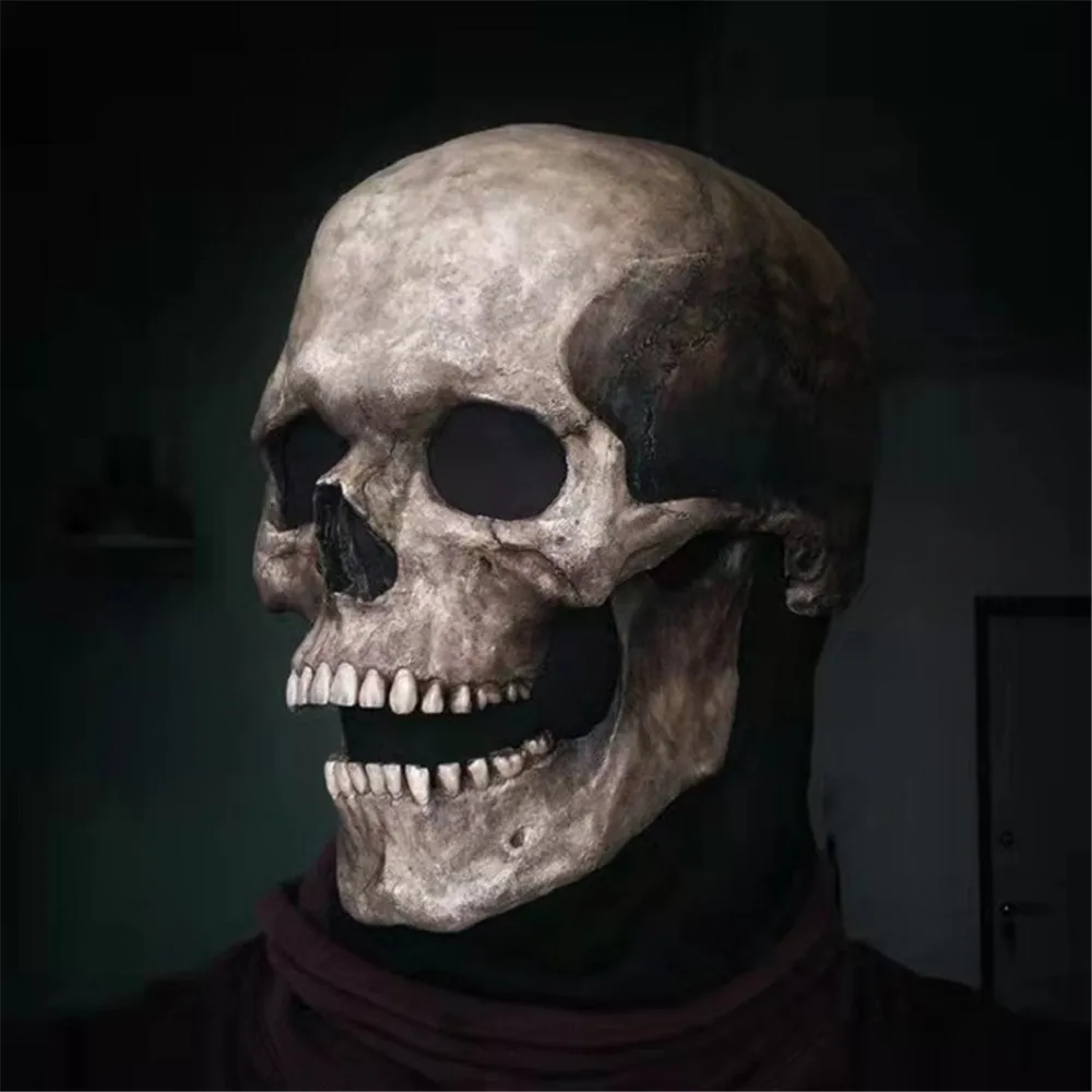 

Halloween Full Head Skull Mask Movable Jaw Halloween Decoration Horror Scary Mask Cosplay Party Decor 2021 Skull Helmet