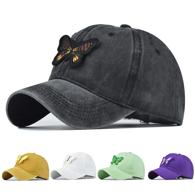 Кепки-бабочки бейсболки с эффектом потертости Женская Бейсболка Снэпбэк кепки