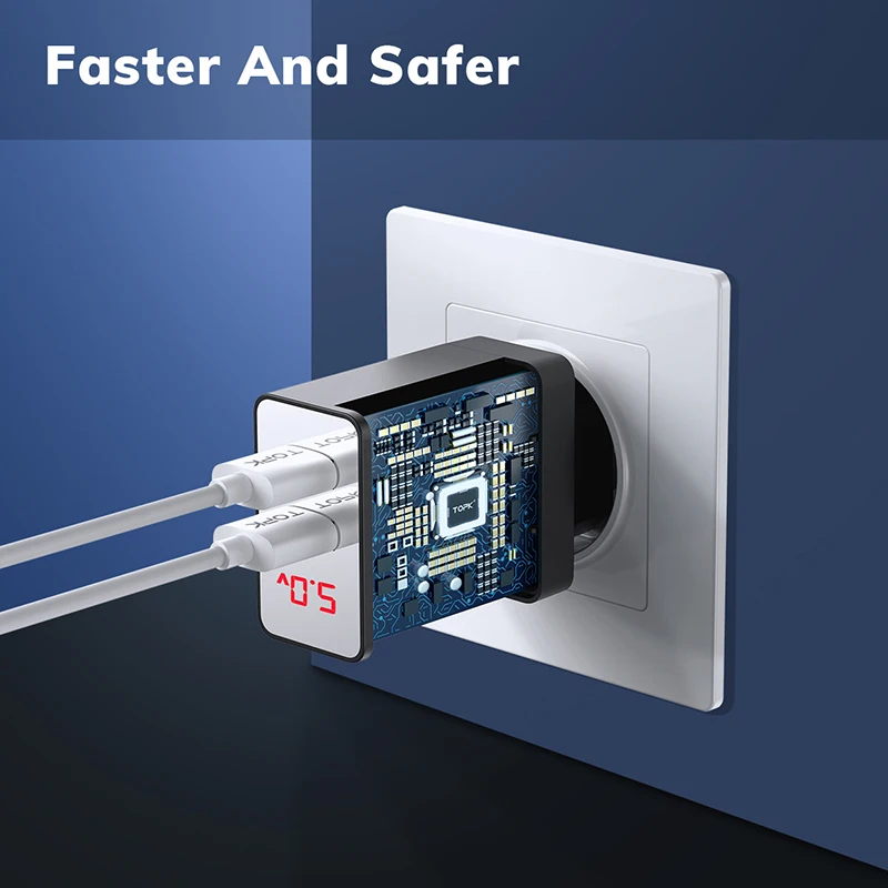 Сетевое зарядное устройство TOPK 2 USB порта 10 Вт | Мобильные телефоны и аксессуары