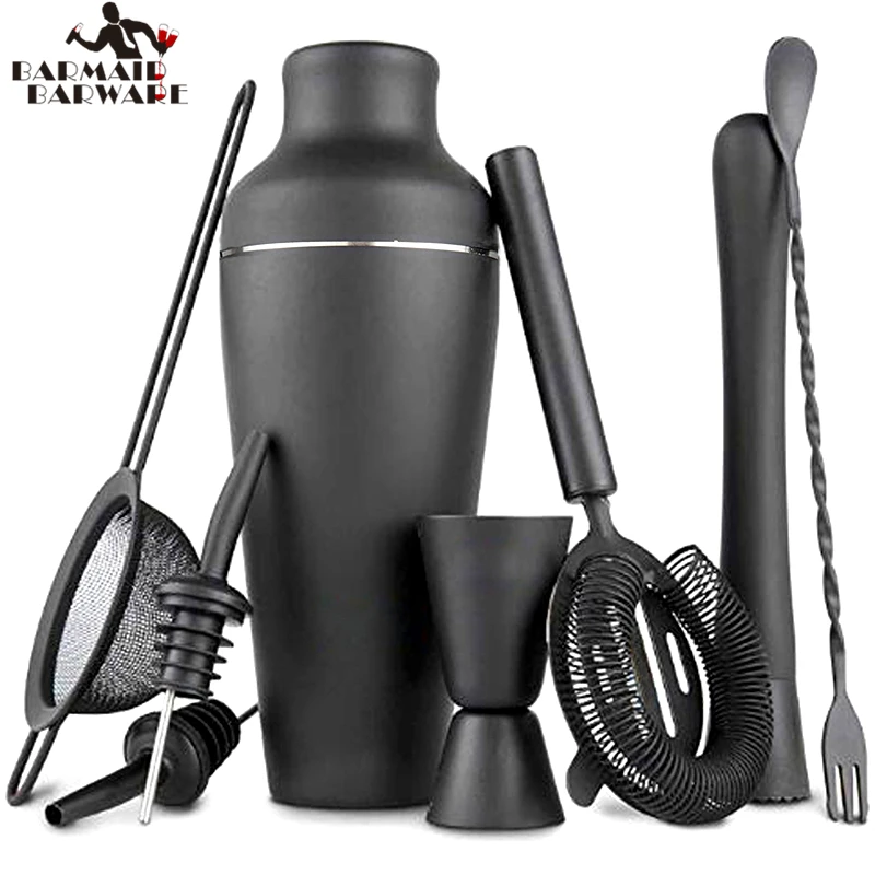 

Cocktail Bar Set, Cocktail Making Set, Parisian Matte Black 9 Piece Stainless Steel Cocktail Shaker Set Barware