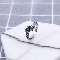 haoyi stainless steel double head snake ring for men vintage fashion silver color gold gothic jewelry accessory