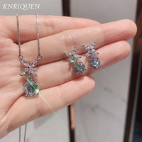 womens jewelry sets luxury gemstone full high carbon diamond necklace drop earrings female anniversary gift wedding accessories