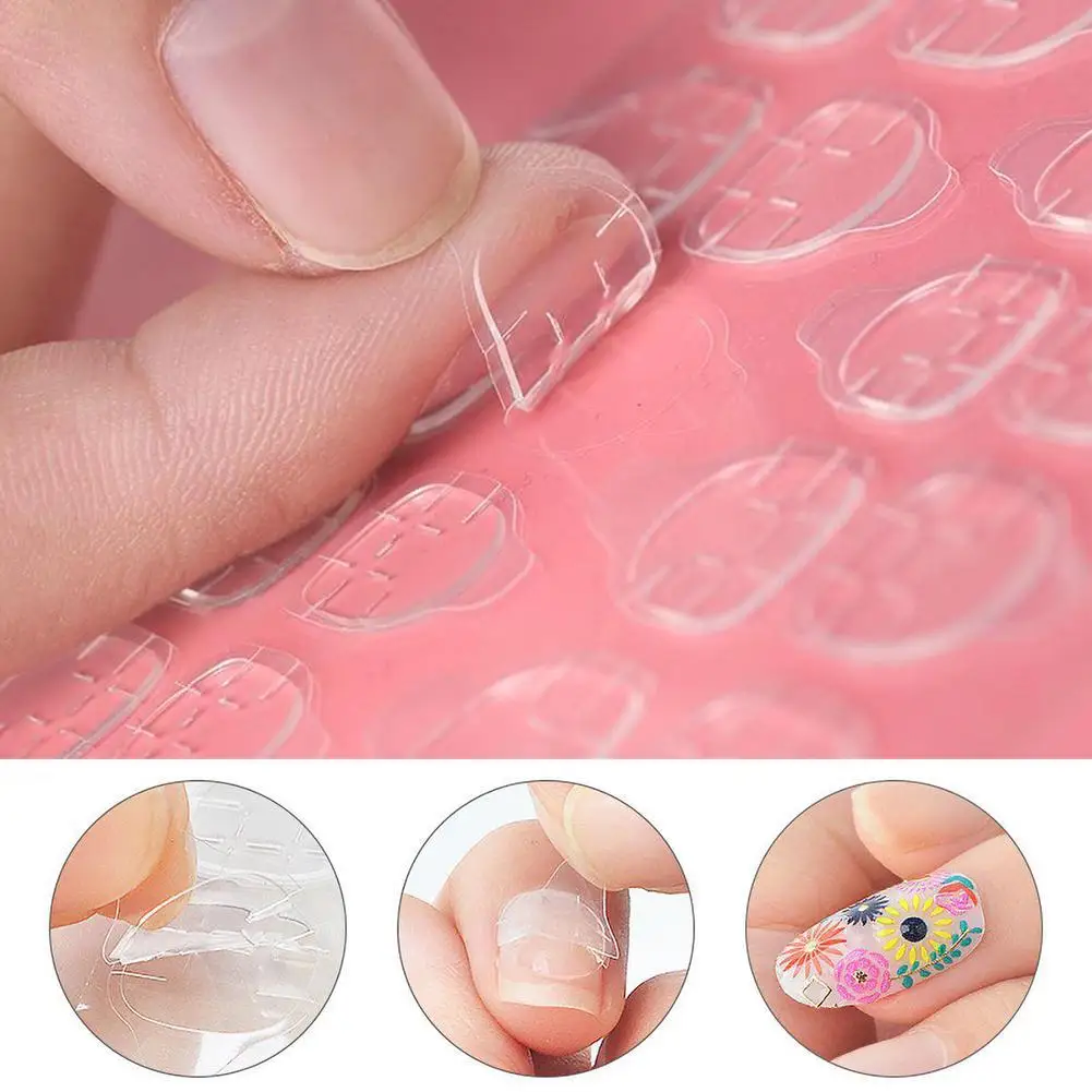 

24 Posts DIY Nail Tip Transparent Double Sided Adhesive Sticker Jelly Waterproof False Art Extension Glue Tool Drop Ship