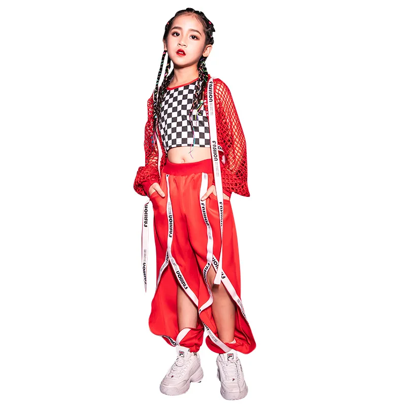 

Korean Version Jazz Dance Costumes Girls Street Dance Suit Children'S Hip-Hop Set Mesh Jacket Pants Performance Clothing DWY2372