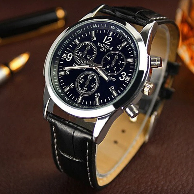 Роскошный Бизнес футляр для наручных часов PU кожаный ремешок часы кварцевые