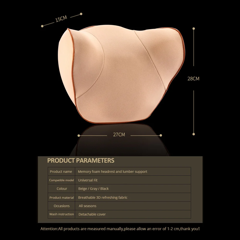 Подушка для шеи на подголовник хлопковая с эффектом памяти расслабления мышц